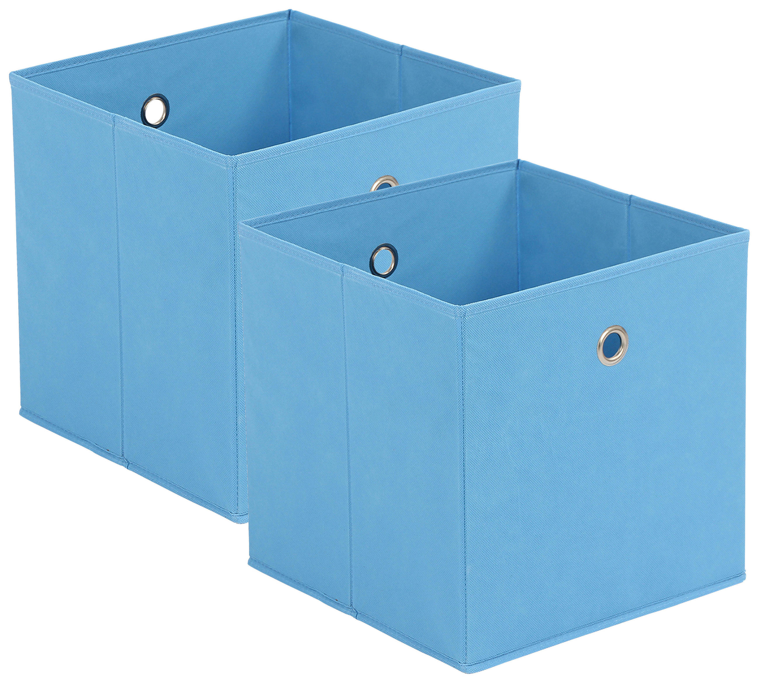 FALTBOX 2er Set - Blau/Silberfarben, Design, Karton/Textil (32/32/32cm) - Carryhome
