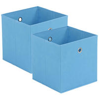 FALTBOX 2er Set - Blau/Silberfarben, Design, Karton/Textil (32/32/32cm) - Carryhome