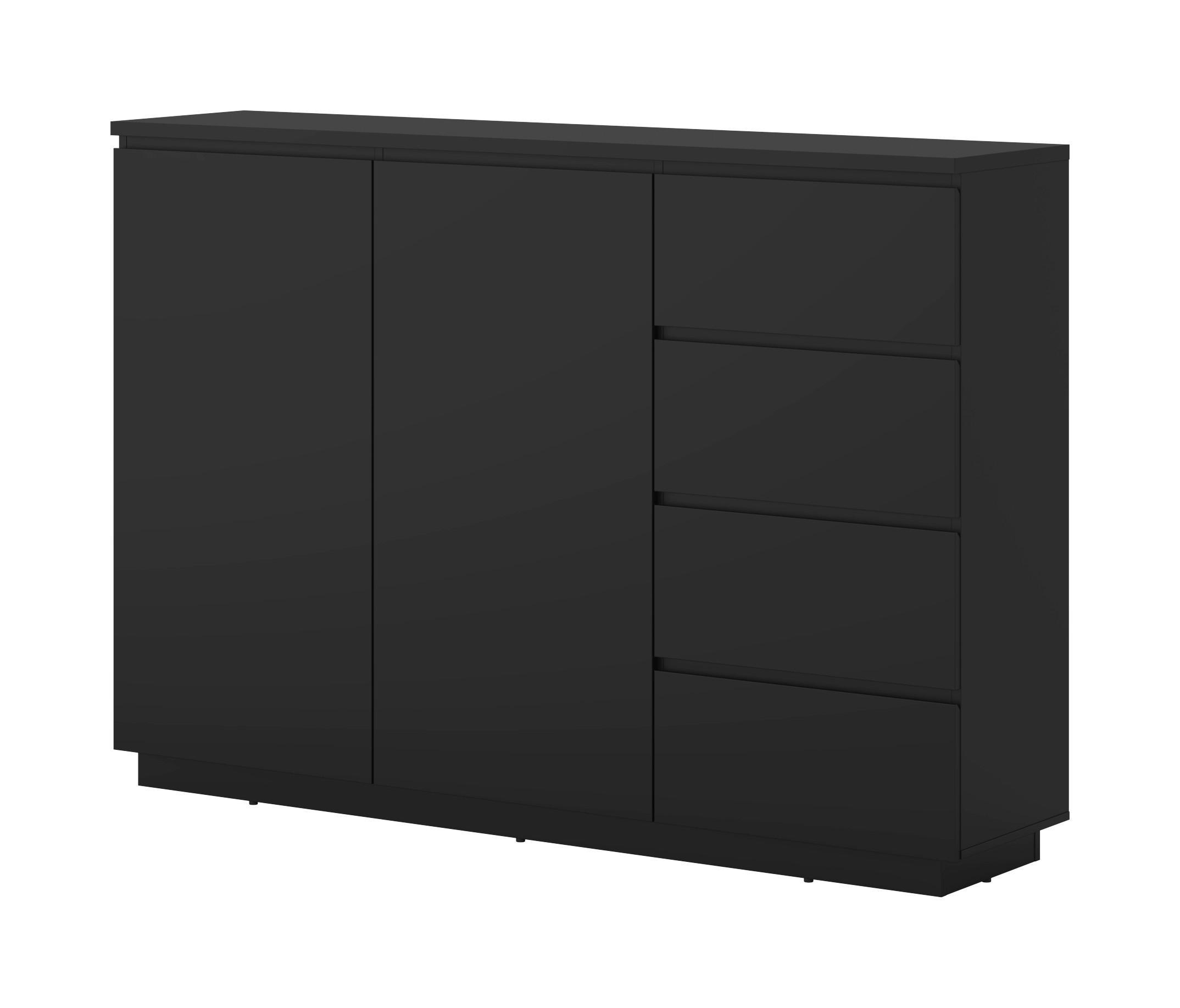 HIGHBOARD Bilbao 150/104,5/34,5 cm 4 Schublade(n)  - Schwarz, Design, Holzwerkstoff (150/104,5/34,5cm) - MID.YOU
