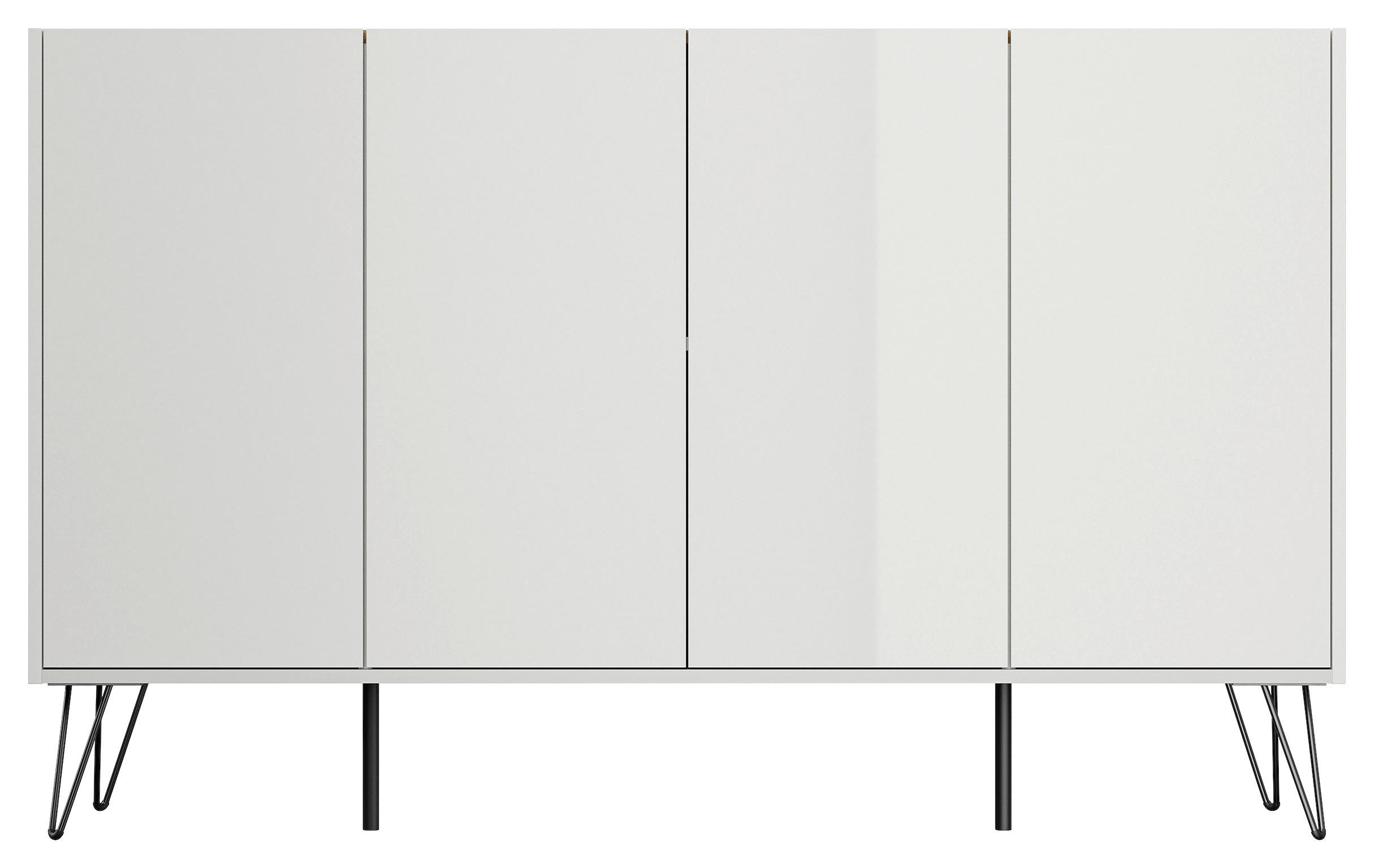 SIDEBOARD Posseik Industrial 155/93,6/42 cm  - Weiß Hochglanz/Eichefarben, Design, Holzwerkstoff/Metall (155/93,6/42cm) - P & B