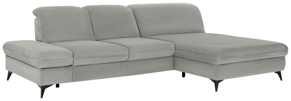 ECKSOFA Chenille Silberfarben  - Silberfarben/Schwarz, Design, Textil/Metall (288/198cm) - Beldomo Style