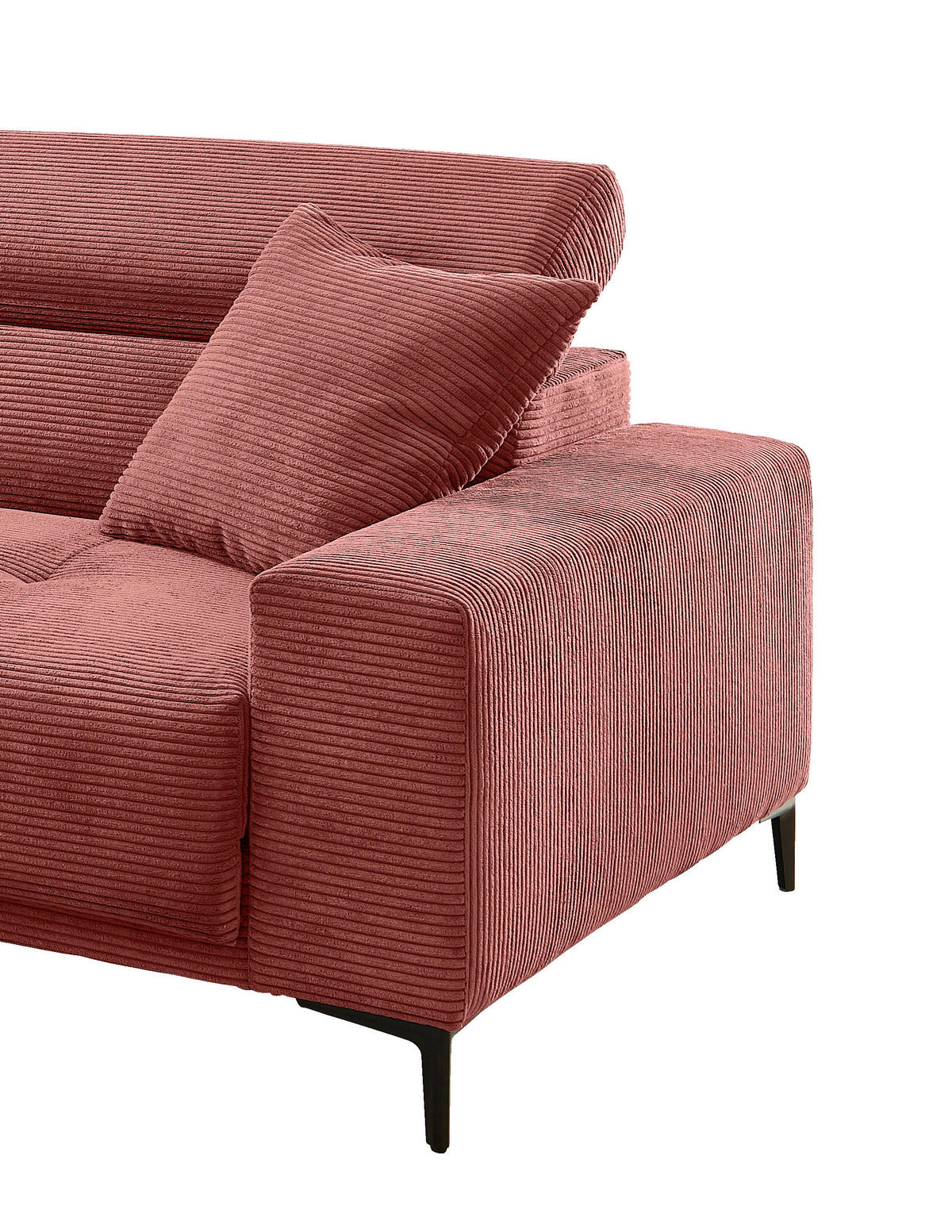 ECKSOFA Cord Koralle  - Koralle/Schwarz, Basics, Textil/Metall (183/250cm) - Livetastic