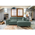 ECKSOFA in Velours Mintgrün  - Schwarz/Mintgrün, Design, Textil/Metall (267/181cm) - Carryhome