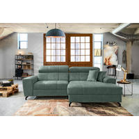 ECKSOFA in Velours Mintgrün  267/181 cm  - Schwarz/Mintgrün, Design, Textil/Metall (267/181cm) - Carryhome
