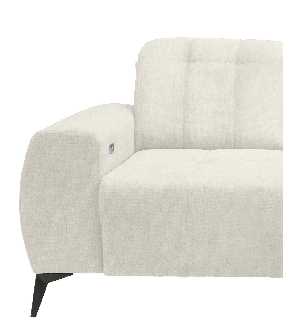 ECKSOFA in Mikrofaser Creme  - Creme/Schwarz, Modern, Textil/Metall (261/200cm) - Livetastic