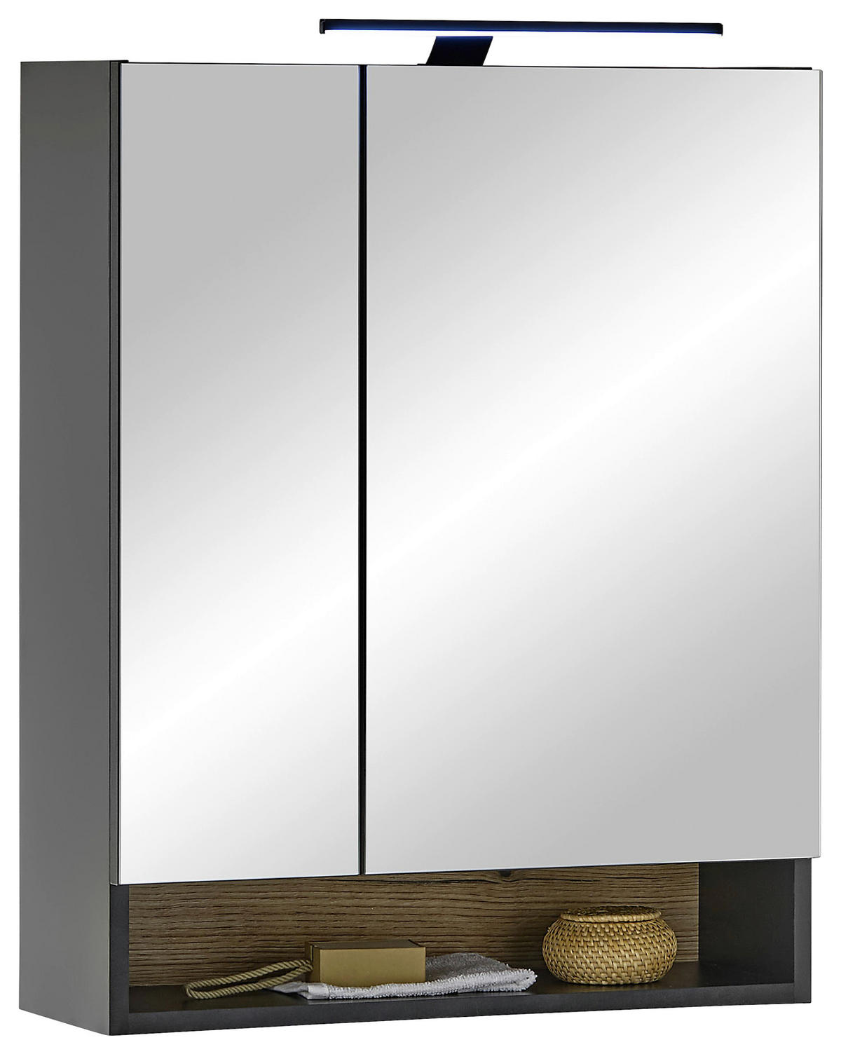 SPIEGELSCHRANK 60/75/23 cm  - Schwarz, KONVENTIONELL, Glas/Holzwerkstoff (60/75/23cm) - home24