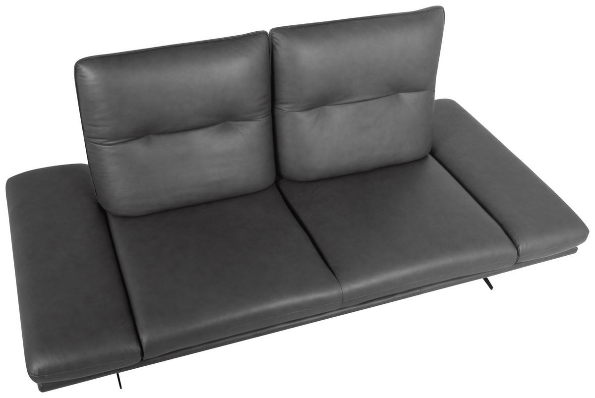 2,5-SITZER Echtleder Dunkelgrau  - Dunkelgrau/Schwarz, Design, Leder/Metall (218/95/107cm) - Celina Home