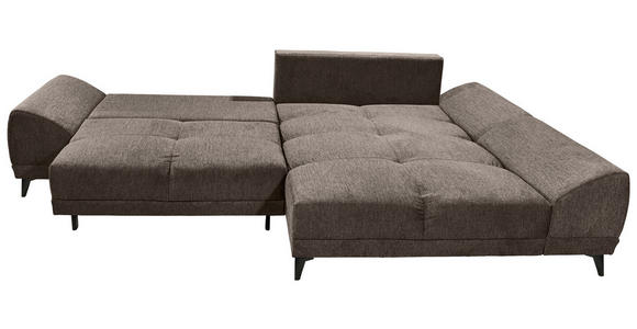 ECKSOFA in Webstoff Dunkelbraun  - Dunkelbraun/Schwarz, KONVENTIONELL, Kunststoff/Textil (310/185cm) - Carryhome