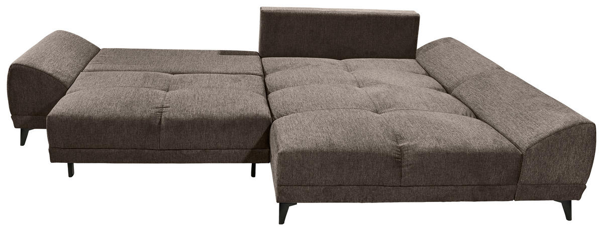 HÖRNSOFFA i vävt tyg mörkbrun  - svart/mörkbrun, Klassisk, textil/plast (310/185cm) - MID.YOU