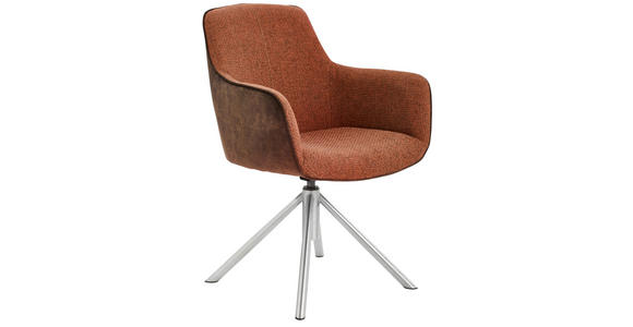 ARMLEHNSTUHL  in Edelstahl Flachgewebe  - Edelstahlfarben/Rostfarben, Design, Textil/Metall (60/88/64cm) - Novel