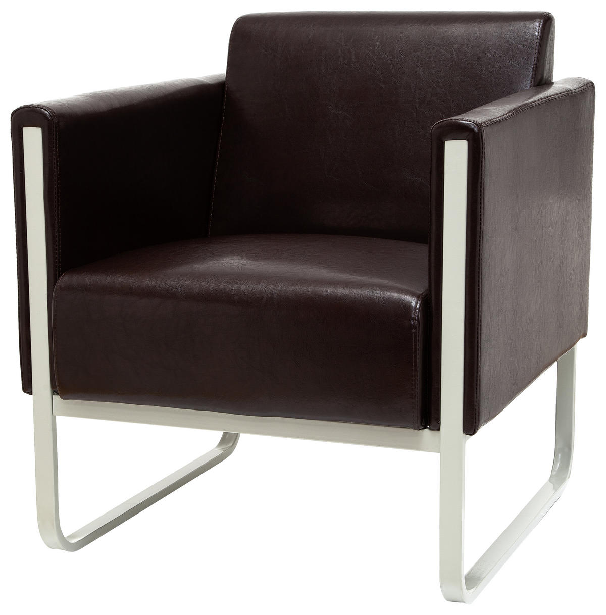 SESSEL in Lederlook Dunkelbraun, Hellgrau  - Dunkelbraun/Hellgrau, MODERN, Textil/Metall (67/78/71cm) - MID.YOU