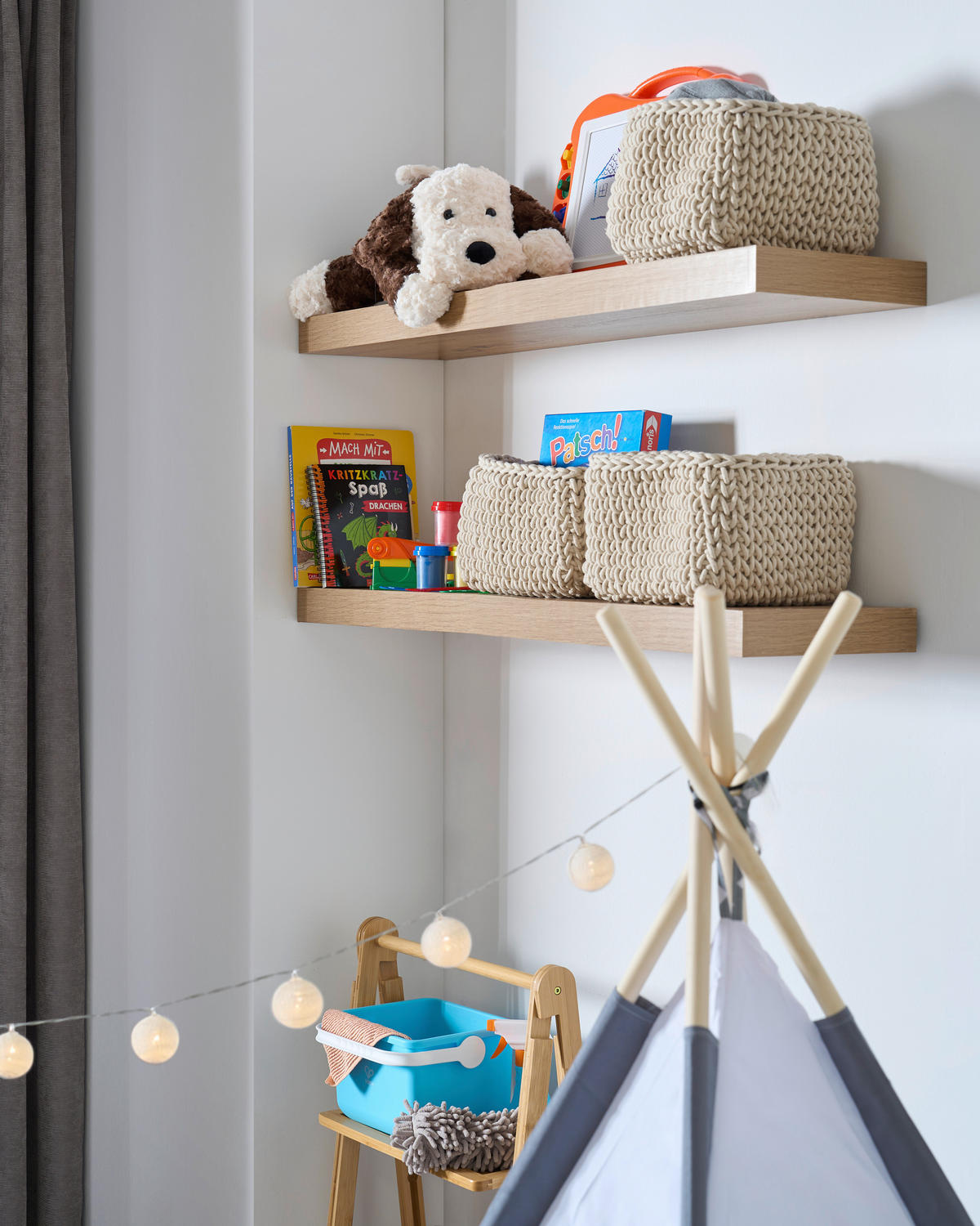 SPIELZELT - Hellgrau/Weiß, Basics, Holz/Textil (120/150/120cm) - My Baby Lou