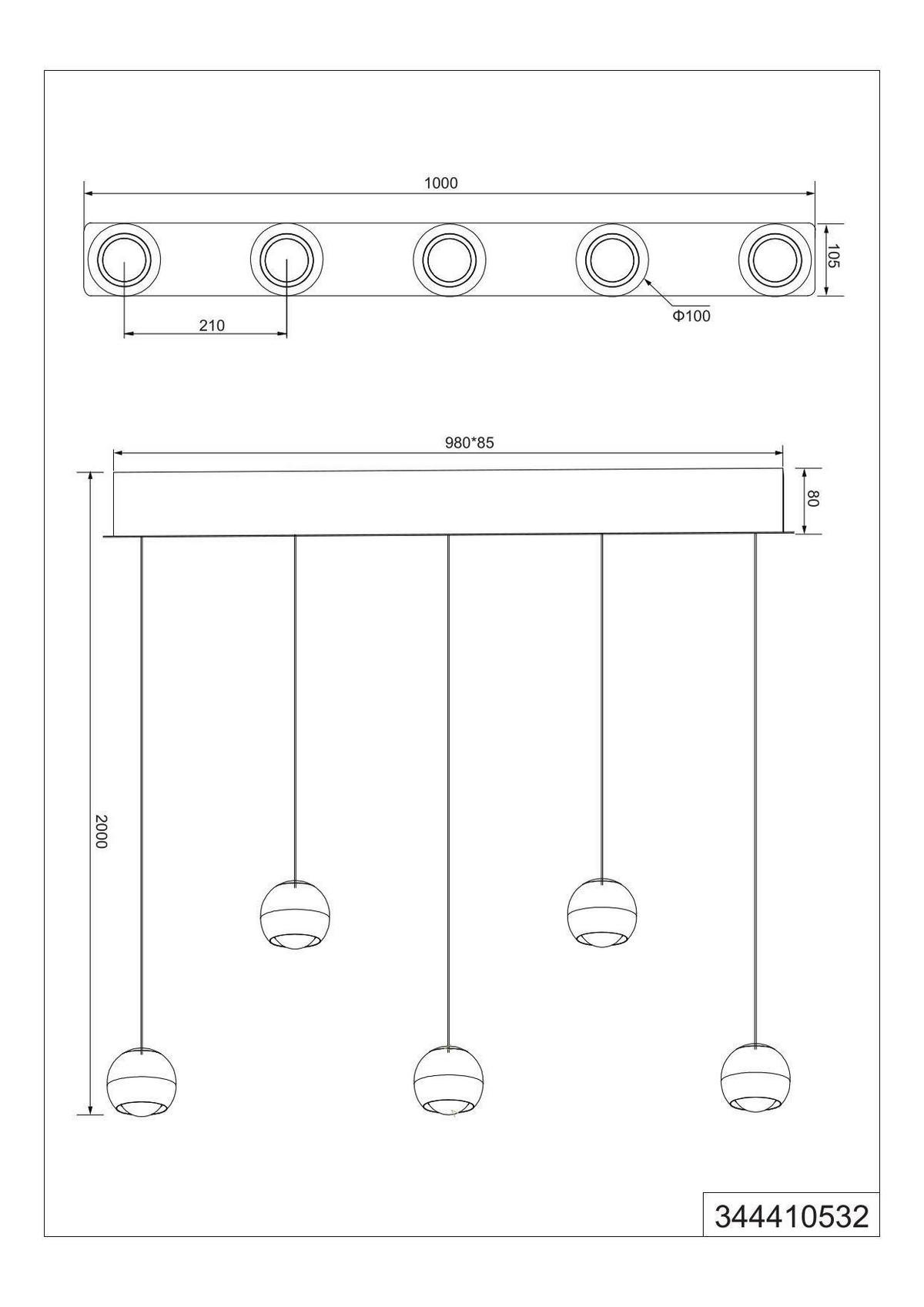 ZÁVĚSNÉ LED SVÍTIDLO, 100/10,5/200 cm  - černá, Design, kov (100/10,5/200cm) - Trio Leuchten