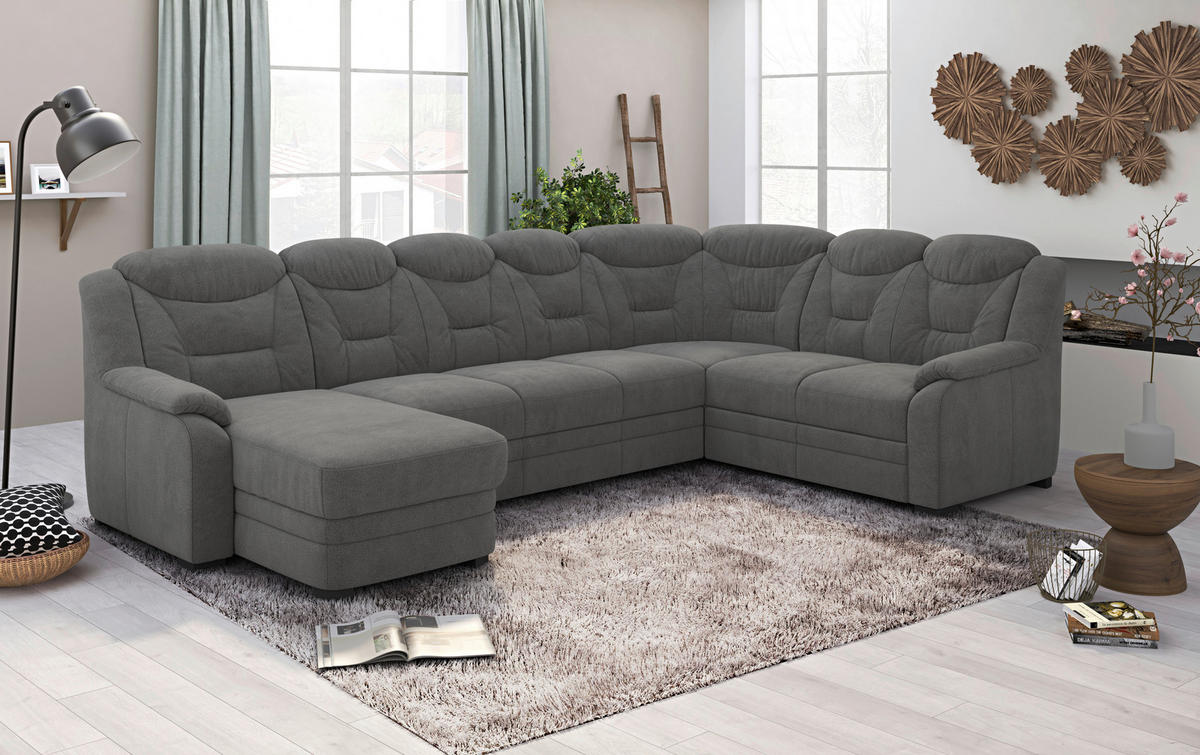 WOHNLANDSCHAFT in Chenille Anthrazit  - Anthrazit/Schwarz, Basics, Kunststoff/Textil (162/330/211cm) - MID.YOU