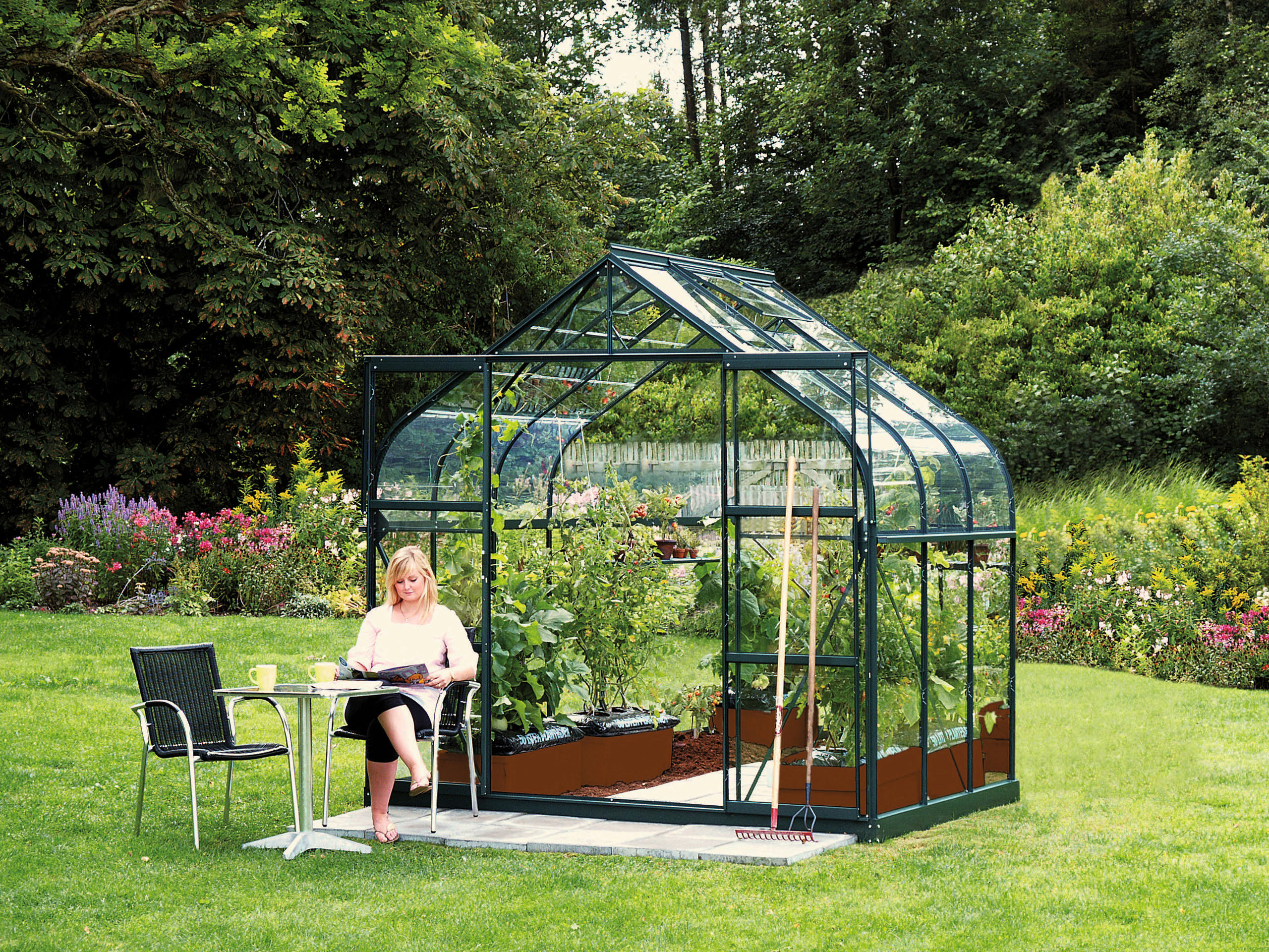 Gewächshausbausatz Diana 5000 5 M2 Metall/glas