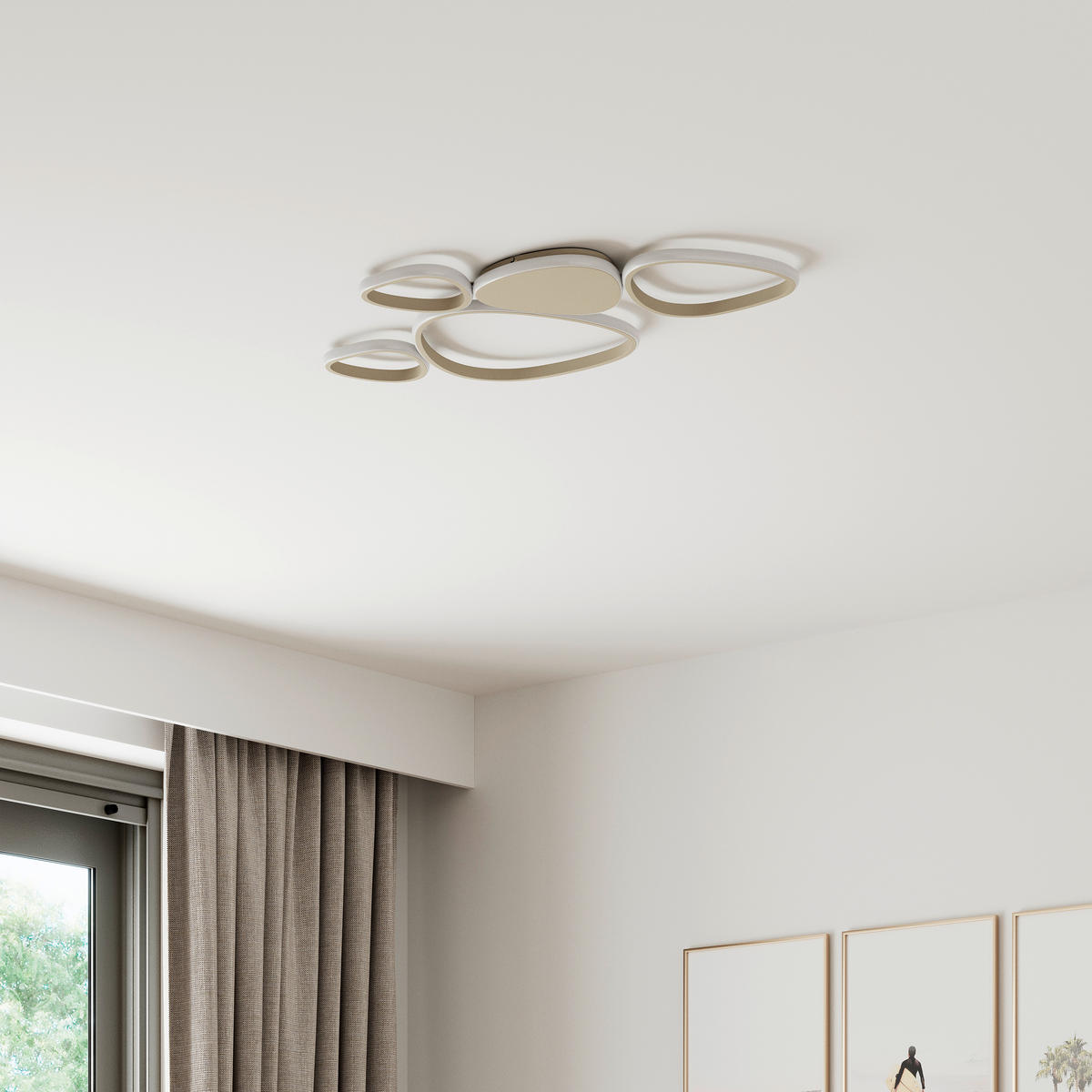 Plafonieră Cu Led 6,5 W     - nisipiu, Design, plastic/metal (90,5l) - Novel