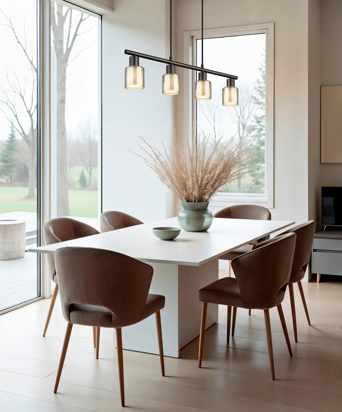 HÄNGELEUCHTE 62/8/120 cm  - Schwarzchrom/Schwarz, Design, Glas/Kunststoff (62/8/120cm) - Globo