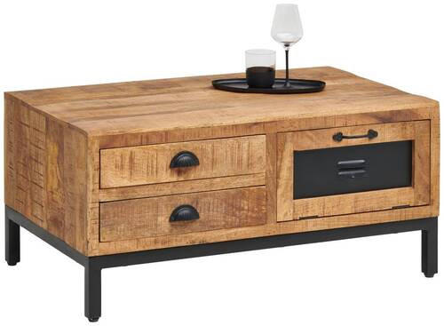 COUCHTISCH in Holz, Metall 100/60/45 cm  - Schwarz/Naturfarben, Lifestyle, Holz/Metall (100/60/45cm) - Landscape
