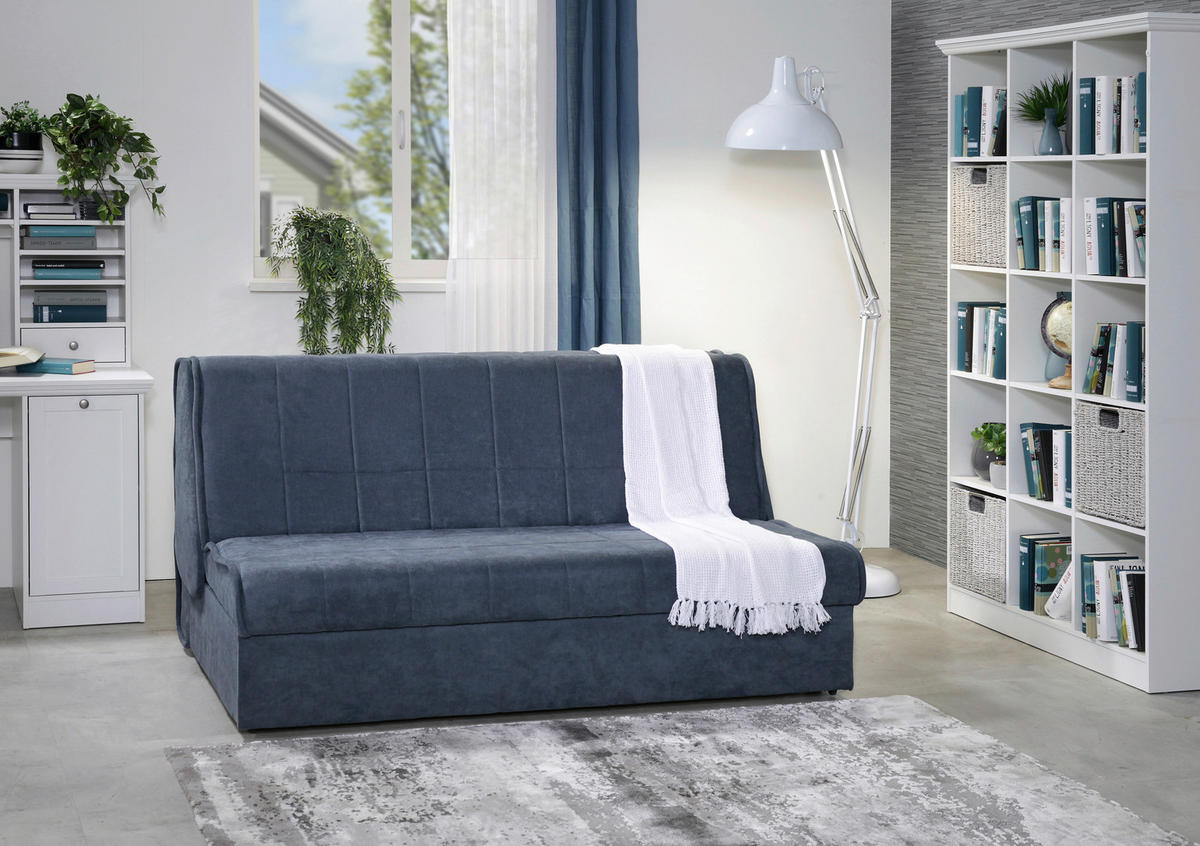 ZOFA S POSTELJNO FUNKCIJO,  modra tekstil  - modra/črna, Konvencionalno, tekstil (166/87/110cm) - Boxxx