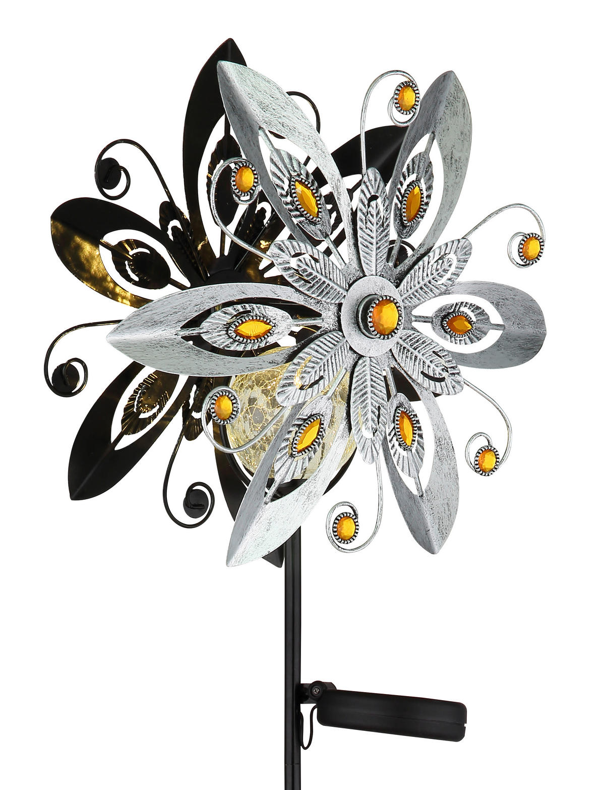 SOLARNA SVETILKA     32/17,5/124 cm          - rumena/srebrne barve, Design, kovina/steklo (32/17,5/124cm) - Globo