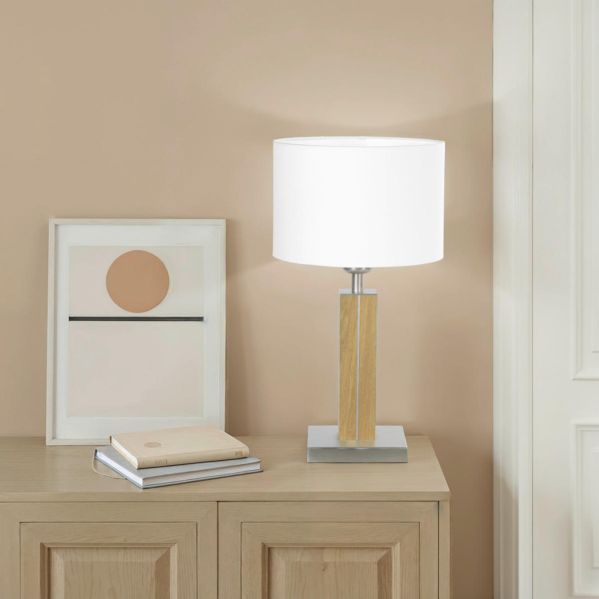 TISCHLEUCHTE  20/41 cm    - Silberfarben/Weiß, Natur, Holz/Textil (20/41cm) - Herzblut