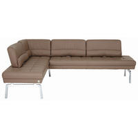 ECKBANK 186/256 cm  in Schlammfarben  - Schlammfarben/Alufarben, Design, Leder/Metall (186/256cm) - Joop!