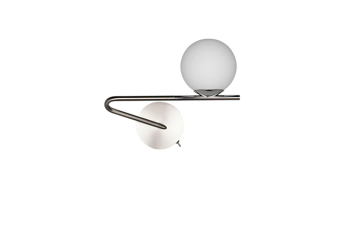 WANDLEUCHTE Flaming 13/21,5/25 cm   - Weiß/Nickelfarben, LIFESTYLE, Glas/Metall (13/21,5/25cm) - Trio Leuchten