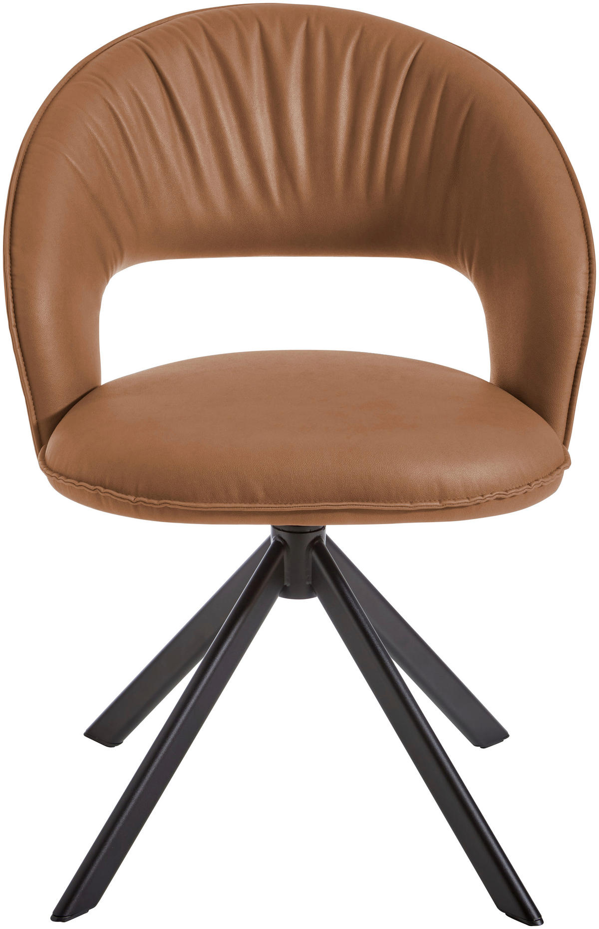 STUHL  Stoffauswahl, Sitzfläche 360° drehbar Lederlook (vegan)  - Cognac/Schwarz, Basics, Textil/Metall (60/88,5/64cm) - Celina Home