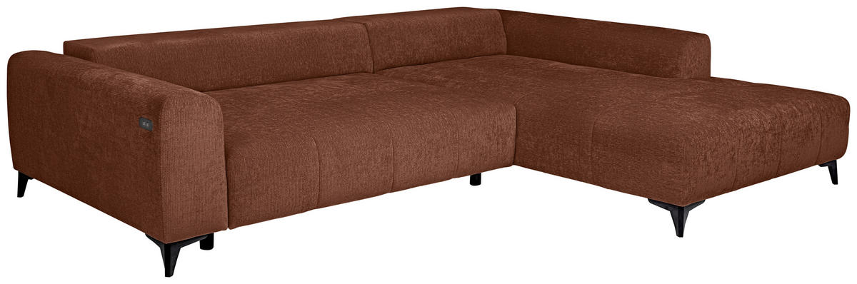 ECKSOFA Rostfarben Chenille  - Rostfarben/Schwarz, KONVENTIONELL, Kunststoff/Textil (279/222cm) - Hom`in