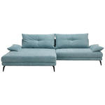 ECKSOFA Türkis Flachgewebe  - Türkis/Schwarz, Design, Textil/Metall (176/294cm) - Carryhome