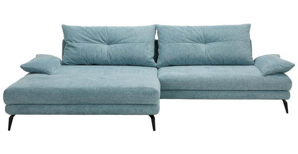 ECKSOFA Türkis Flachgewebe  - Türkis/Schwarz, Design, Textil/Metall (176/294cm) - Carryhome