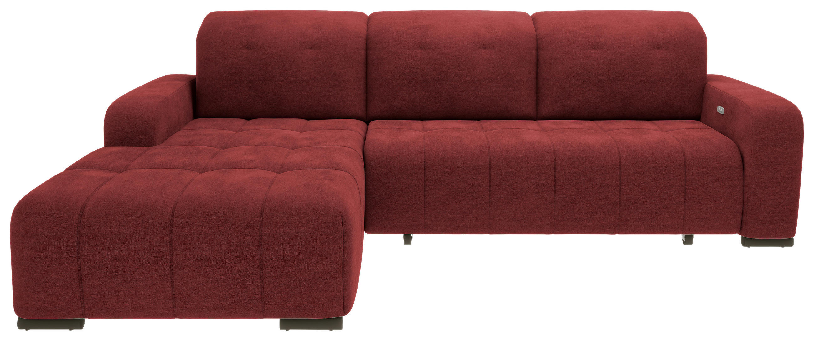 ECKSOFA in Chenille Rot  - Rot/Schwarz, Modern, Textil/Metall (292/185cm) - Livetastic