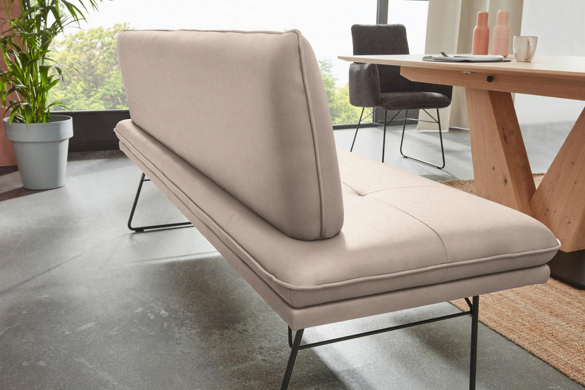 SITZBANK in Metall, Textil Schwarz, Greige  - Greige/Schwarz, Design, Textil/Metall (195/87/65cm) - Dieter Knoll