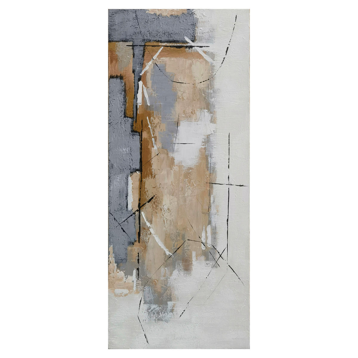 ÖLGEMÄLDE Abstraktes 55/150 cm  - Beige/Schwarz, Design, Holz/Textil (55/150cm) - Monee