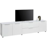 LOWBOARD  225/54/40 cm 2 Schublade(n) Typenauswahl, Beimöbel erhältlich, stehend  - Chromfarben/Weiß Hochglanz, Basics, Glas/Holzwerkstoff (225/54/40cm) - Voleo