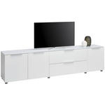 LOWBOARD  225/54/40 cm 2 Schublade(n) Typenauswahl, Beimöbel erhältlich, stehend  - Chromfarben/Weiß Hochglanz, Basics, Glas/Holzwerkstoff (225/54/40cm) - Voleo