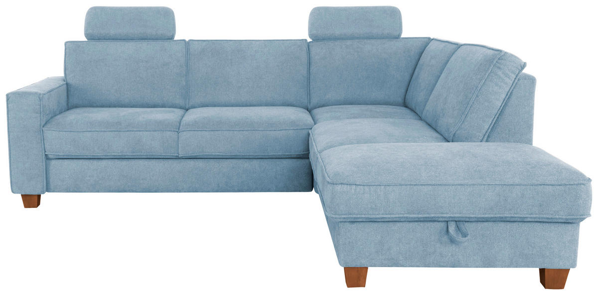 ECKSOFA Hellblau Flachgewebe  - Eichefarben/Hellblau, KONVENTIONELL, Holz/Textil (236/213cm) - Sit & More