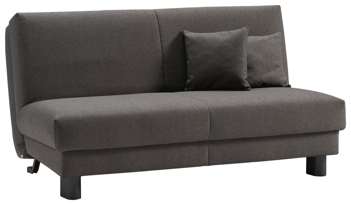 SCHLAFSOFA mit Relaxfunktion  mit Typenauswahl, Fußauswahl, Stoffauswahl, Liegefunktion Flachgewebe Grau  - Schwarz/Grau, Design, Metall (160/85/100cm) - Carryhome