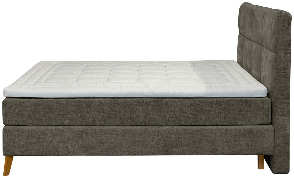 BOXSPRINGBETT 180/200 cm  in Dunkelgrau  - Eichefarben/Dunkelgrau, Konventionell, Holz/Textil (180/200cm) - Carryhome