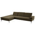 ECKSOFA in Echtleder Grün  195/308 cm  - Schwarz/Grün, Design, Leder/Metall (195/308cm) - Dieter Knoll