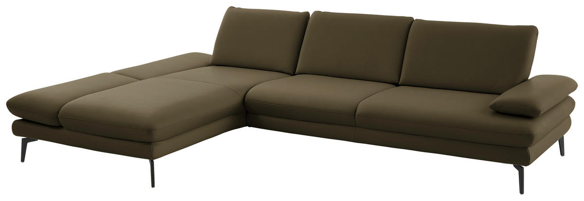 ECKSOFA in Echtleder Grün  - Schwarz/Grün, Design, Leder/Metall (195/308cm) - Dieter Knoll