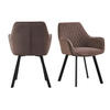 ARMLEHNSTUHL-SET 2 Stück  in Samt  - Schwarz/Braun, MODERN, Textil/Metall (61/82/68cm) - Livetastic