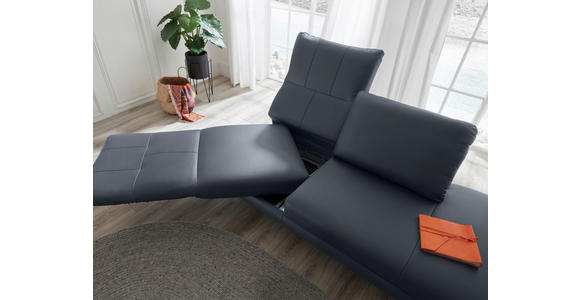 RÉCAMIERE in Echtleder Dunkelblau, Blaugrau - Chromfarben/Blaugrau, Design, Leder/Metall (209/85-109/95-16cm) - Dieter Knoll