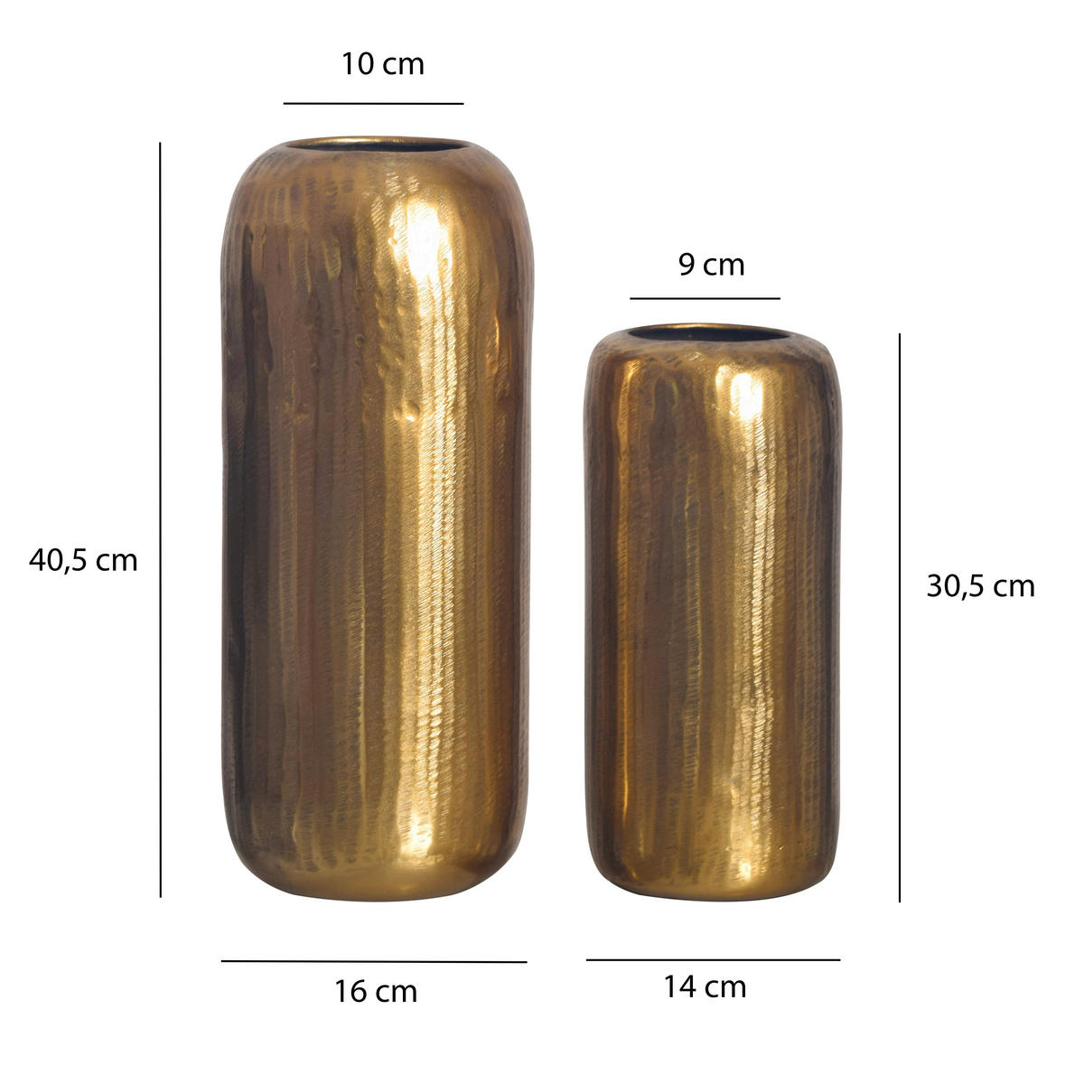 DEKOVASE  - Goldfarben, Design, Metall (16/40,5/16cm) - Livetastic