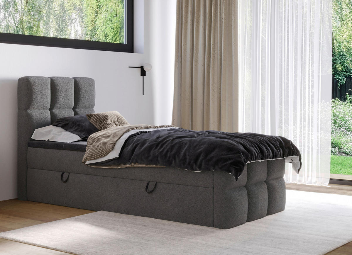 BOXBETT 90/200 cm  in Dunkelgrau  - Dunkelgrau/Schwarz, Design, Holzwerkstoff/Kunststoff (90/200cm) - Xora