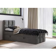 BOXBETT 90/200 cm,  in Dunkelgrau, gepolstertes Kopfteil, Bettkasten, Topper, H3 = fest  - Dunkelgrau/Schwarz, Design, Holzwerkstoff/Kunststoff (90/200cm) - Xora