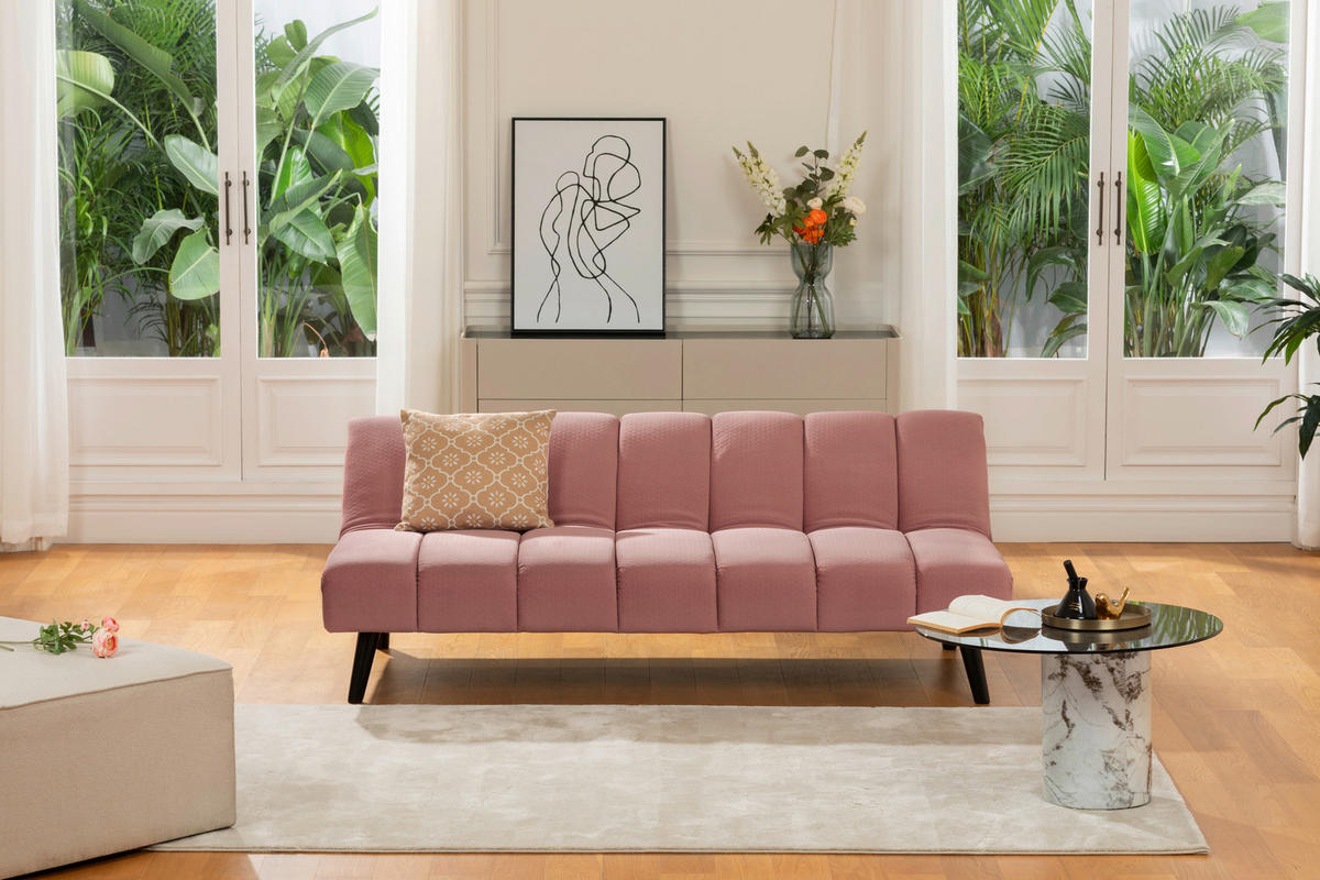 JUGEND- UND KINDERSOFA Flanell Altrosa  - Schwarz/Altrosa, MODERN, Holz/Textil (180/81/93cm) - P & B