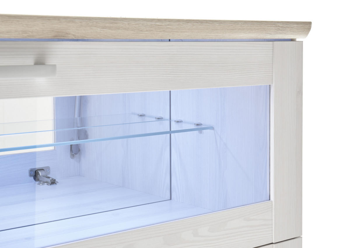 BAR Braun, Weiß  - Anthrazit/Silberfarben, Design, Glas/Holzwerkstoff (128/137/42cm) - Xora
