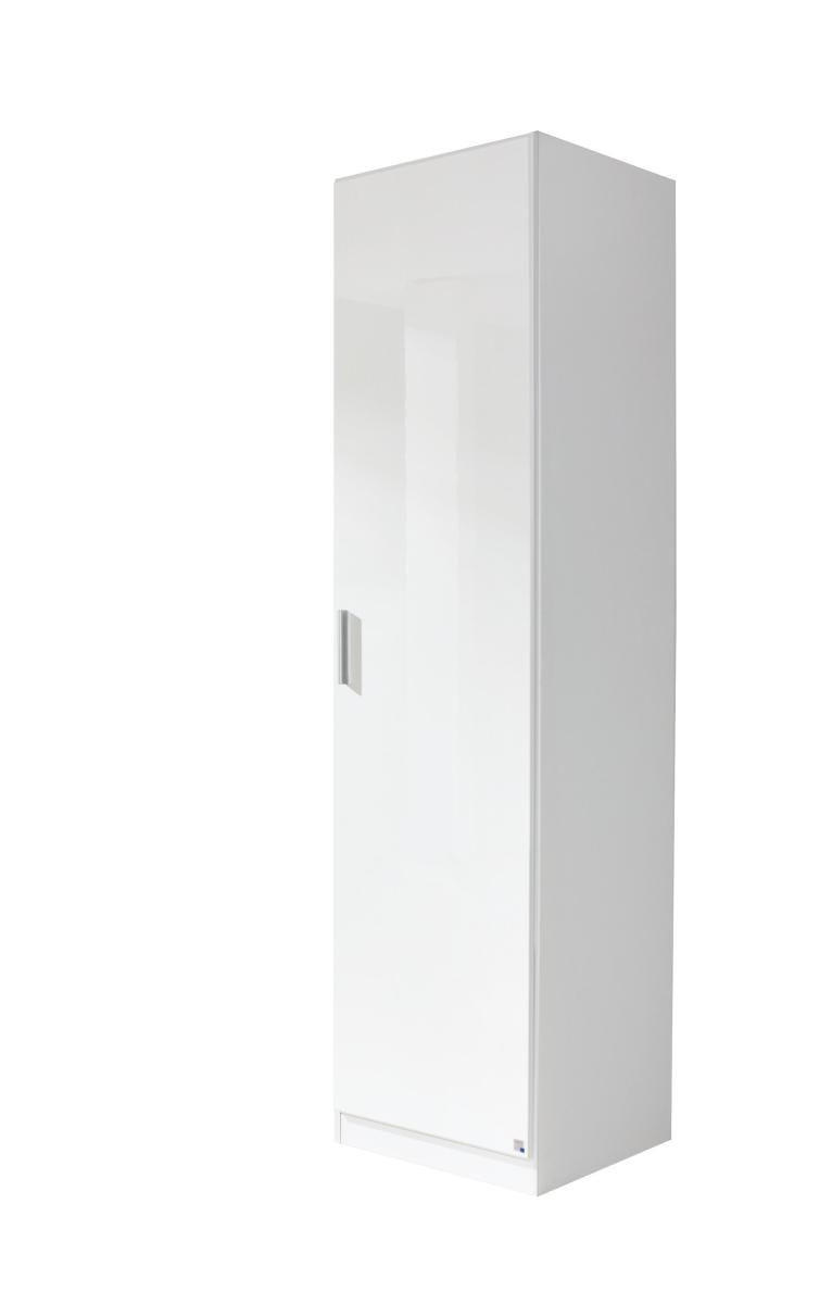 DREHTÜRENSCHRANK 1-türig Weiß, Weiß Hochglanz  - Weiß Hochglanz/Alufarben, Design, Kunststoff (47/197/54cm) - Carryhome