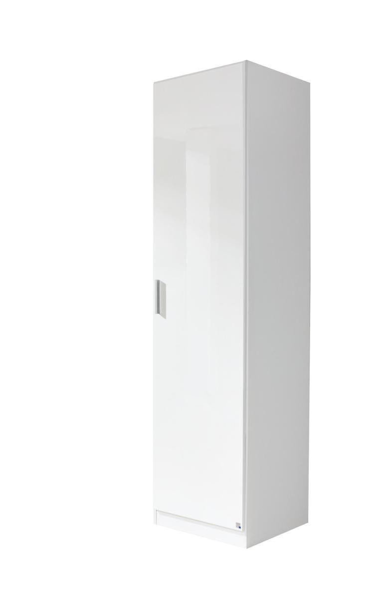 DREHTÜRENSCHRANK 1-türig Weiß, Weiß Hochglanz - Weiß Hochglanz/Alufarben, Design, Kunststoff (47/197/54cm) - Carryhome